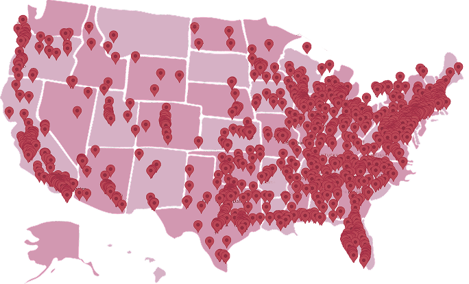 2,100+ US retailers map